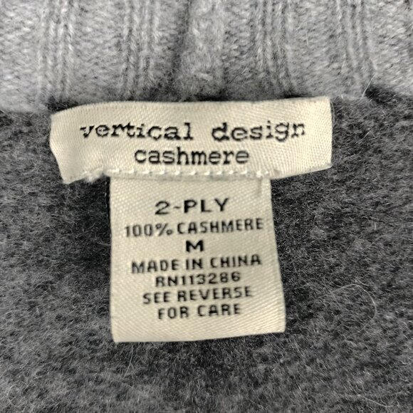 Vertical Designs Cashmere Cardigan Sweater Women M Gray Knit Open Front Luxury - Picture 6 of 13